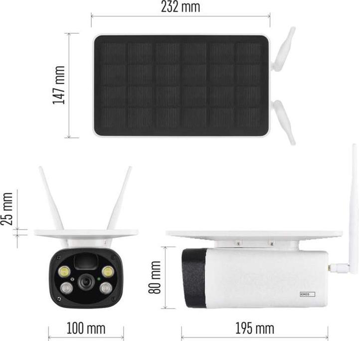 Produktbild Emos GoSmart Outdoor IP Kamera mit WiFi und Solarpanel IP-600 EYE, batteriebetrieben (1920 x 1080 Pixels)
