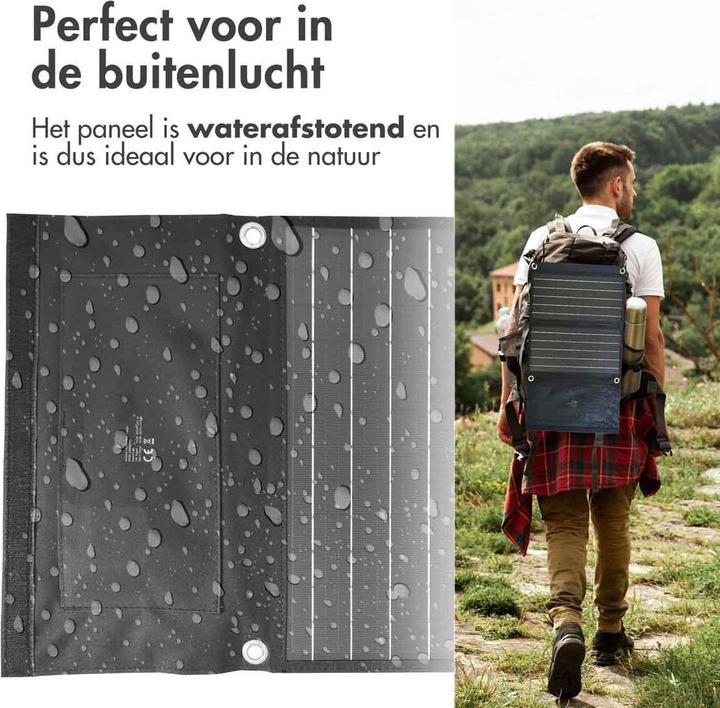 Produktbild iMoshion Opvouwbaar Universeel Zonnepaneel - Powerbank Zonnenergie 21 Watt - Draagbaar (21 W)