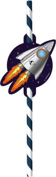 Produktbild Amscan 8 Trinkhalme Space Party Papier (6 x)