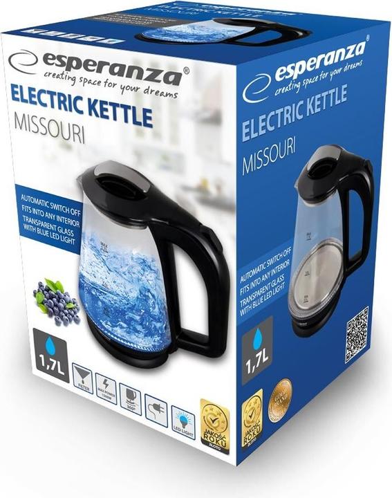 Produktbild Esperanza EKK024K Electric kettle 1.7 L Black, Multicolor 1500 W (1.70 l, EU-Stecker)