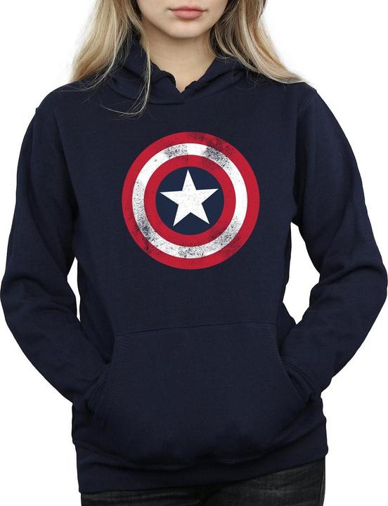 Image du produit Sweat à capuche Captain America Distressed Shield - Femmes/Ladies (XL)