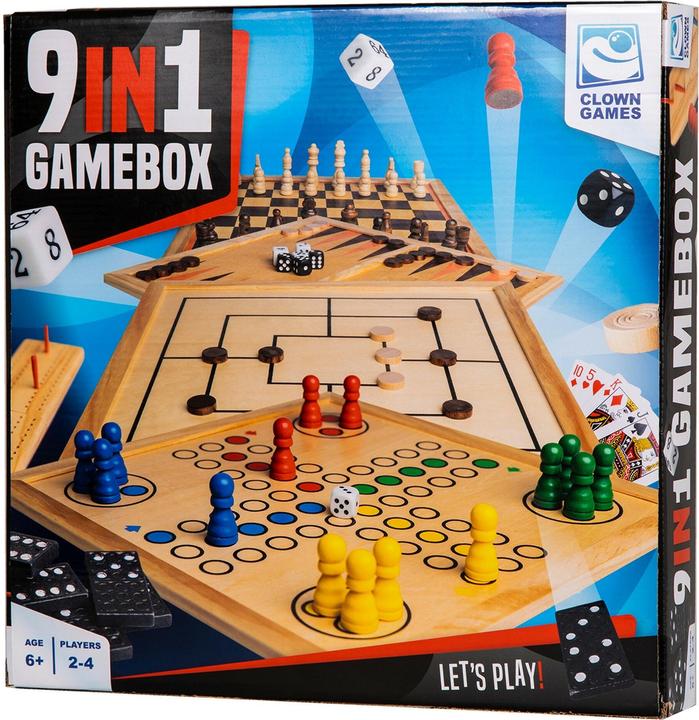 Actual product image Clown games 9-In-1 Game Wood (German, Italian, French, English, Dutch, Spanish)