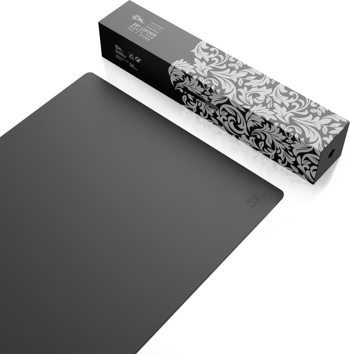 Actual product image CSL Mouse pad, mouse mat XXL, elegant leather look, desk pad 900 x 400 mm, black with logo (XXL)