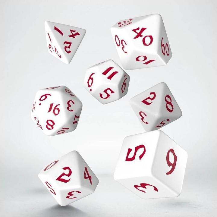 Actual product image Q Workshop SCLR26 - Classic Runic white & red Dice Set (7 pieces)