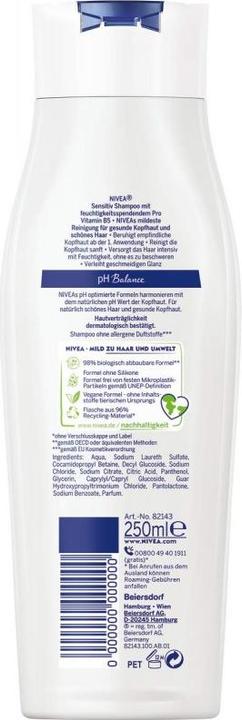 Produktbild NIVEA Ultra Sensitive mildes Shampoo (250 ml, Flüssiges Shampoo)