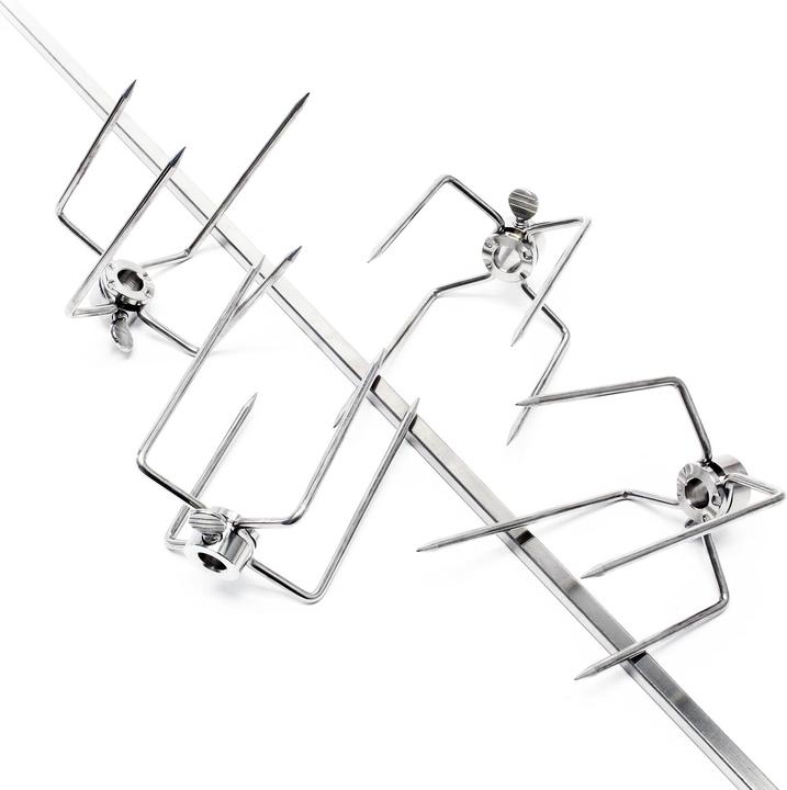 Immagine prodotto Wiltec Spiedo per griglia BBQ in acciaio inox 110cm con peso di bilanciamento spiedo rotante shashlik
