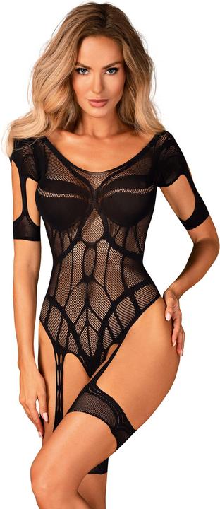 Actual product image Obsessive Mesh Bodystocking With Garter Design - Black (M/L)