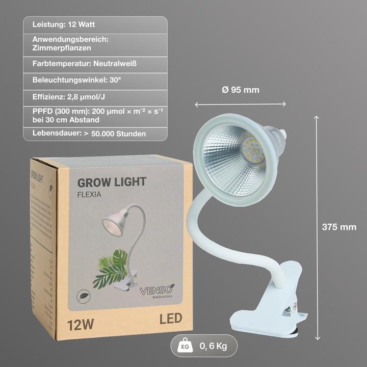 Actual product image Venso EcoSolutionsE27 "Flexia" plant lamp 12W 60 °, improved photosynthesis and higher chlorophyll f (LED)