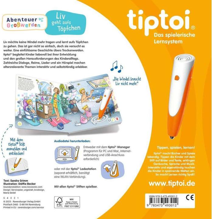 Produktbild tiptoi Abenteuer Grosswerden: Liv geht aufs Töpfchen (Deutsch, Sandra Grimm, Stéffie Becker, 2025)