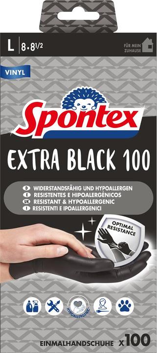 Produktbild Spontex Einmalhandschuhe Extra Black 100 aus Vinyl Gr. L