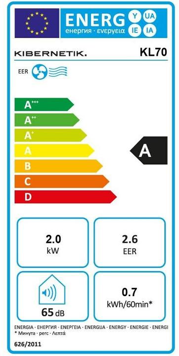 Etichetta energetica Kibernetik KL70 (35 m², 6824.28 BTU/h)