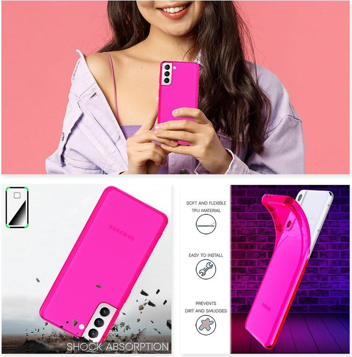 Actual product image Nalia Clear Neon Cell Phone Case (Samsung Galaxy S21+)