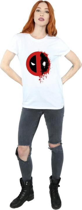 Actual product image Womens/Ladies Deadpool Split Splat Logo Cotton Boyfriend T-Shirt (3XL)