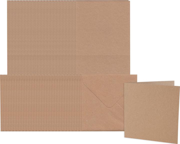 Produktbild Craft UK Limited XXL Doppelkarten mit Umschlägen "Kraftpapier", 12,5 x 12,5 cm, 50 Stück (50 Stk.)