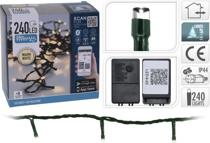 Produktbild Koopman Lichterkette 240 LED mit App Bluetooth warmweiss (24 m)