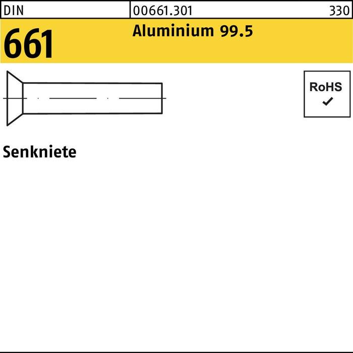 Immagine prodotto Rivetto svasato DIN 661 6 x 10 Alluminio 99,5