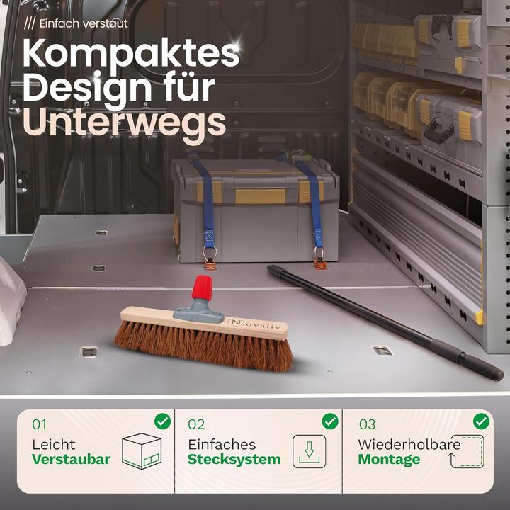 Immagine prodotto Novaliv Kokosbesen 40 cm mit Teleskopstiel Kokosborsten inkl. Kehrgarnitur verzinkt mit Gummilippe b (1 pz.)