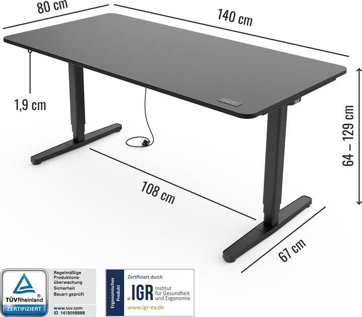 Image du produit Yaasa Desk Pro (140 x 80 cm)