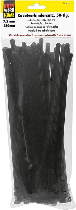 Image du produit Easy Work Colliers de serrage, réutilisables (Serre-câbles en plastique, 250 mm, 50 pcs)