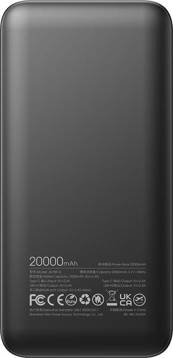 Produktbild Joyroom Powerbank JR-PBF14 20000mAh 2.4A 2x USB-A 1x USB-C - black (20000 mAh, 74 Wh)