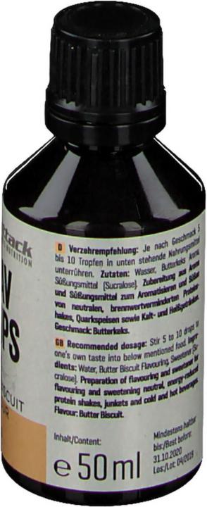 Nutritional values and ingredients Body Attack Flav Drops (Butter Biscuit, 1 pcs.)