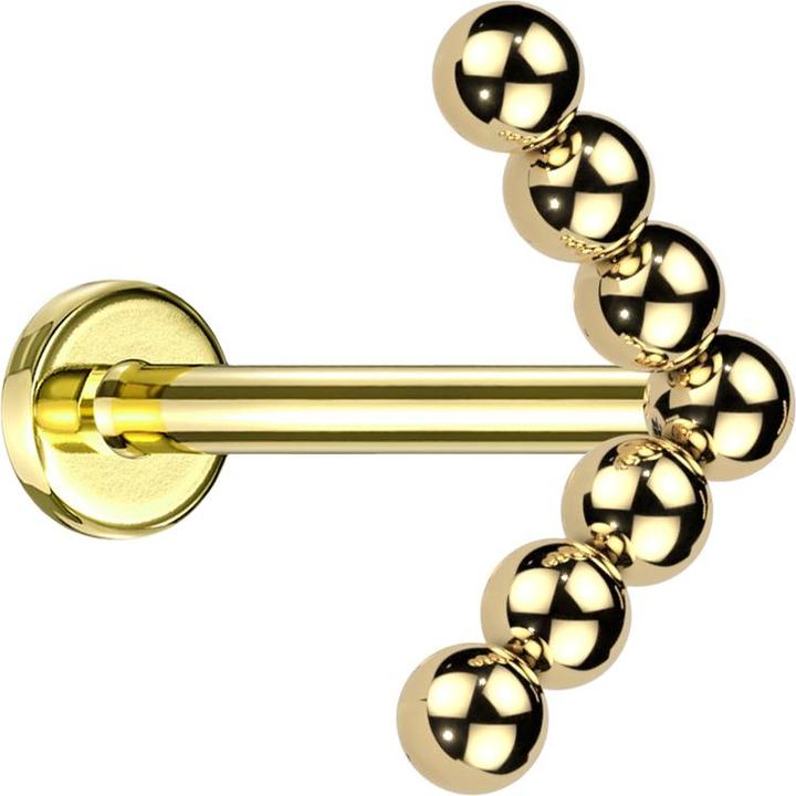 Star Piercing Micro Labret Innengewinde vergoldet Winkel Kugeln (ohne Messing, Titan G23)