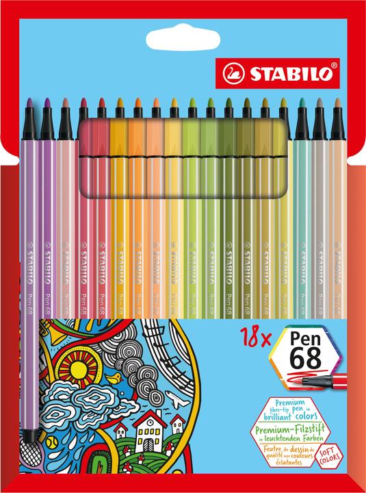 Produktbild STABILO Pen 68 Premium-Filzstift (Mehrfarbig, Multicolor, 18 x)