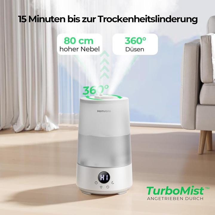 Actual product image Homvana Luftbefeuchter mit Ultraschallvernebelung