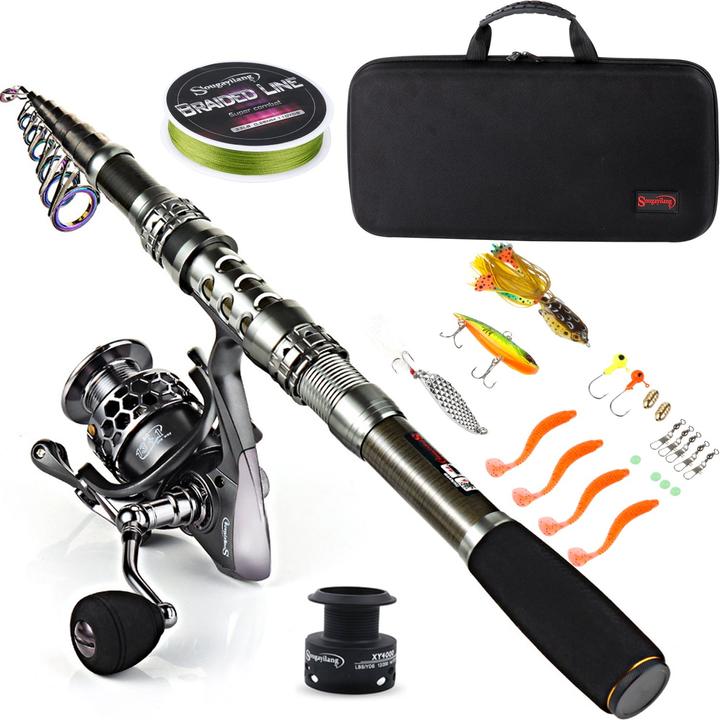 Immagine prodotto Sougayilang Set completo per la pesca con borsa di trasporto 2,4M (Telescopio, 240 cm)