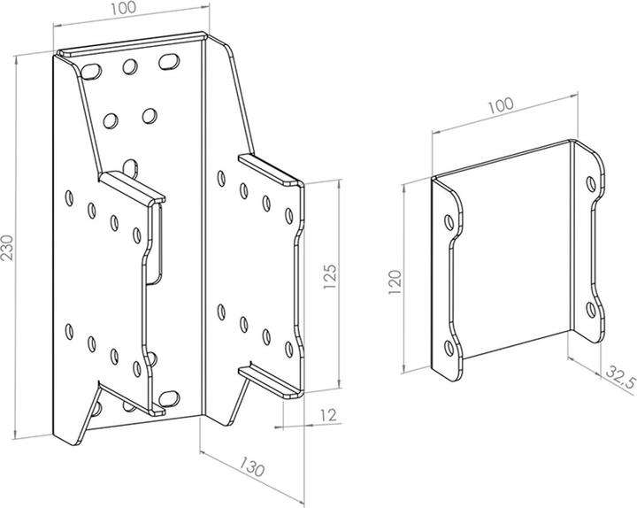 Image du produit Hagor 3225, Bracket, Black, Steel, 3210, 3211, 3212, 100 mm, 130 mm