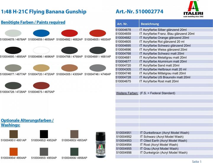 Produktbild Italeri H-21C Flying Banana Gunship