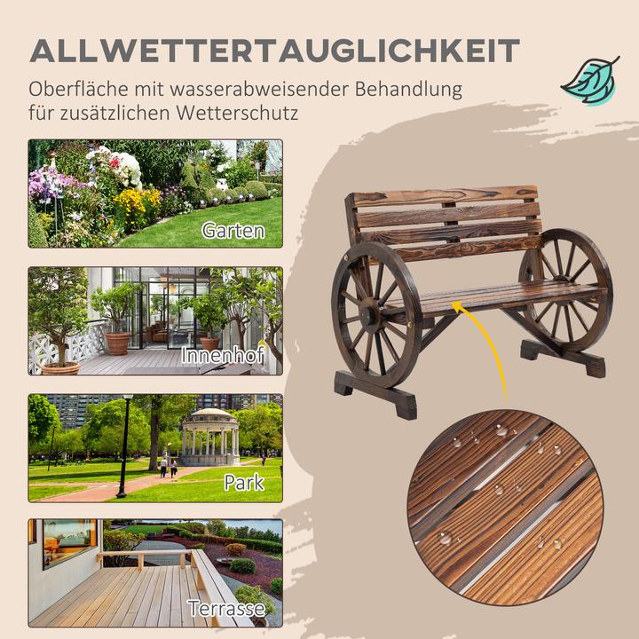 Actual product image Outsunny Garden bench wagon wheel design