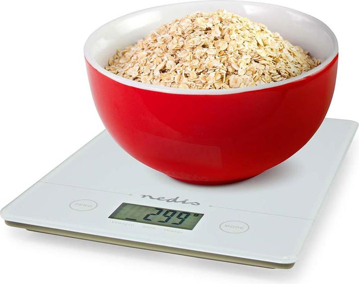 Actual product image Nedis Kitchen Scales | Digital | Glass / Plastic | CR 2032 Battery | White