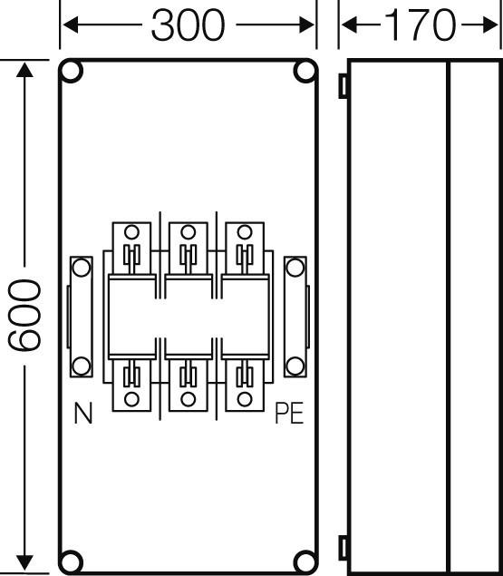 Produktbild Hensel HEN Mi 4452 NH-Sicherungsverteiler NH2 3-polig 400A PE+N (Gehäuse)