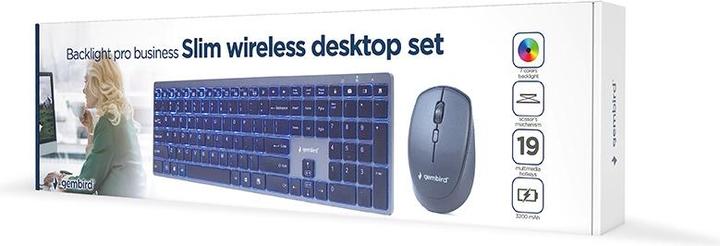 Image du produit Gembird KBS-ECLIPSE-M500 Backlight Pro Business Slim wireless desktop set US layout black (US, Filaire)