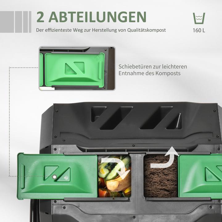 Actual product image Outsunny Compost drum with 2 chambers (160 l)