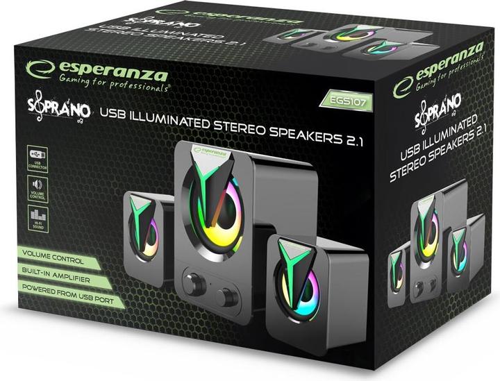 Immagine prodotto Esperanza EGS107 głośniki 2.1 usb led rainbow soprano