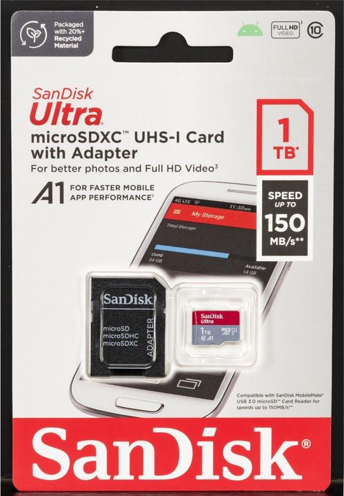 Immagine prodotto SanDisk Ultra mit Adapter (1000 GB, microSDXC, U1, UHS-I)