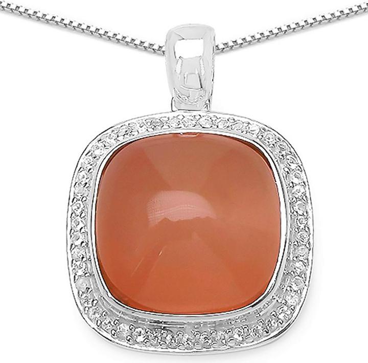 Immagine prodotto Xen Ciondolo con catena Peach Moonstone Cushion Cabochon 45 cm Argento 925 (Argento 925, 45 cm)