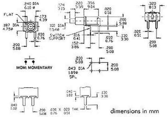 Produktbild Velleman 90° Horizontal Subminiature Push-Button Switch Spst Off-(On)