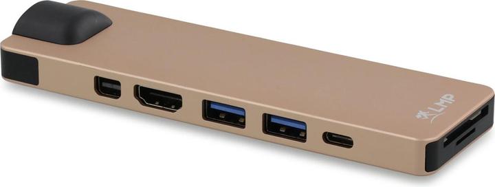 Produktbild LMP USB-C Compact Dock 4K 8 Port, HDMI, Mini-DP, Eth., USB 3.0, SD/microSD, USB-C, Alu., gold *New (USB-C, 8 Ports)
