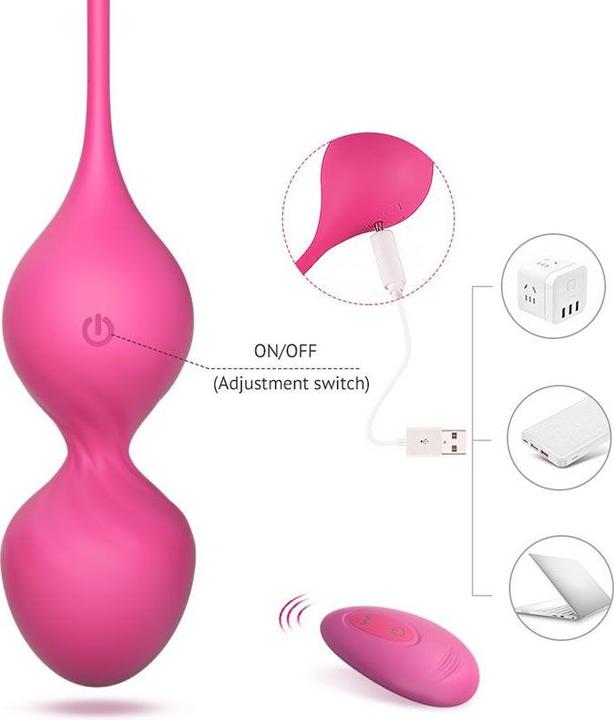 Actual product image Tracy's Dog Vibrating Kegel Ball Set Remote Controlled - Pink