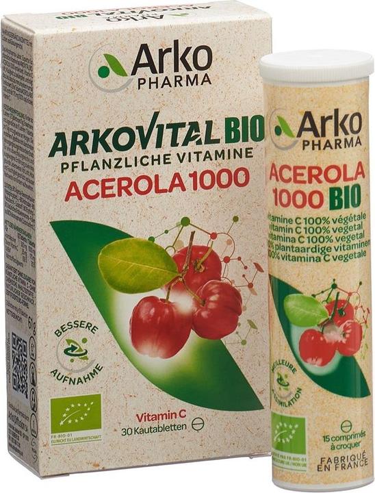 Produktbild Arkopharma Arkovital Bio Acerola Kautabletten 1000mg (30 Stück, Tabletten, 94 g)