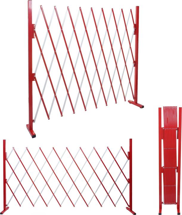 Produktbild Swisshandel24 Absperrgitter, Scherengitter Zaun Schutzgitter ausziehbar, Alu rot-weiss - Höhe 153cm, Breite 32-265 (31 cm)