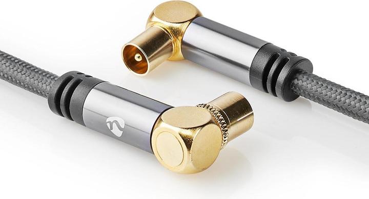 Actual product image Nedis Coaxial cable - IEC male - IEC female - Gold plated - 75 Ohm - 4 way shielded - 5 m - run (75 dB, Antenna cable)