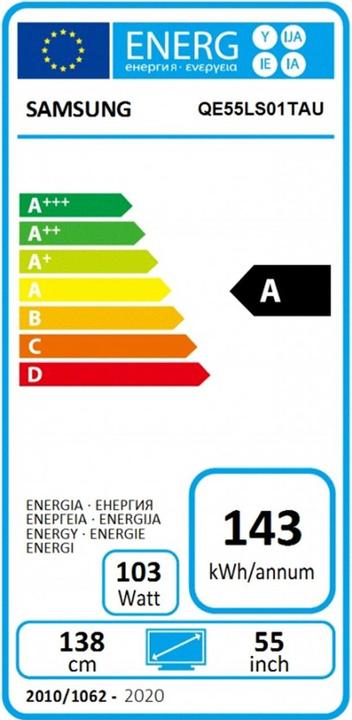 Energie-Label Samsung The Serif QE55LS01TAU (55", LS01T, QLED, 4K, 2020)