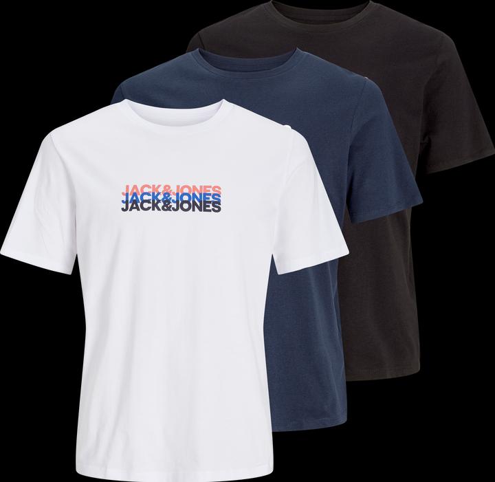 Produktbild Jack & Jones 3er-pack Gedruckt Rundhals T-shirt T-shirt (XS)