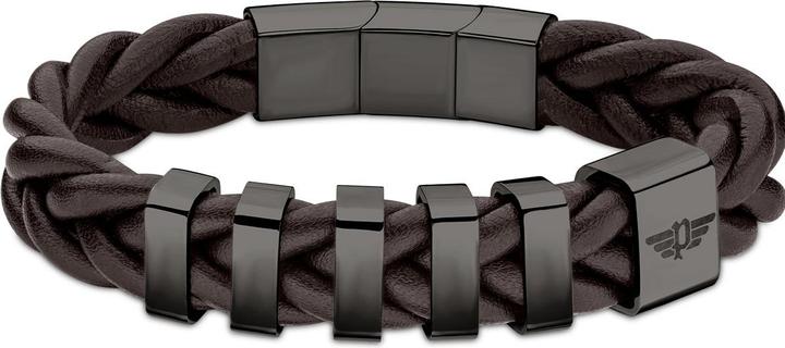 Police Gear Armband (21 cm, Leder, Edelstahl)