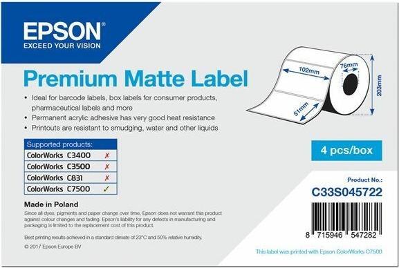 Immagine prodotto Epson Etichetta Opaca Premium