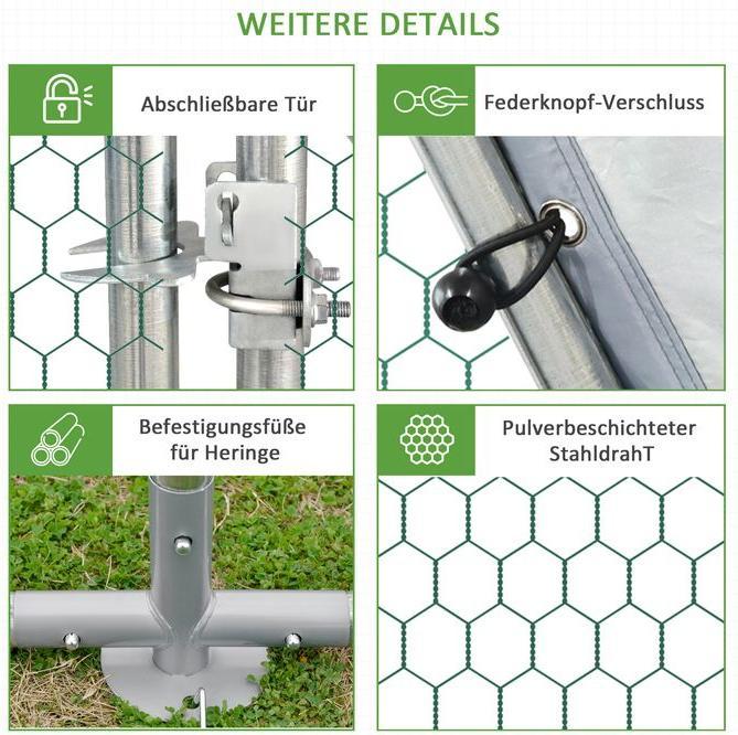 Produktbild Swisshandel24 Hühnerstall Haustierkäfig XXL 280 x 570 x 197 cm Outdoor Geflügelstall für Hühnerkäfig mit Schatten